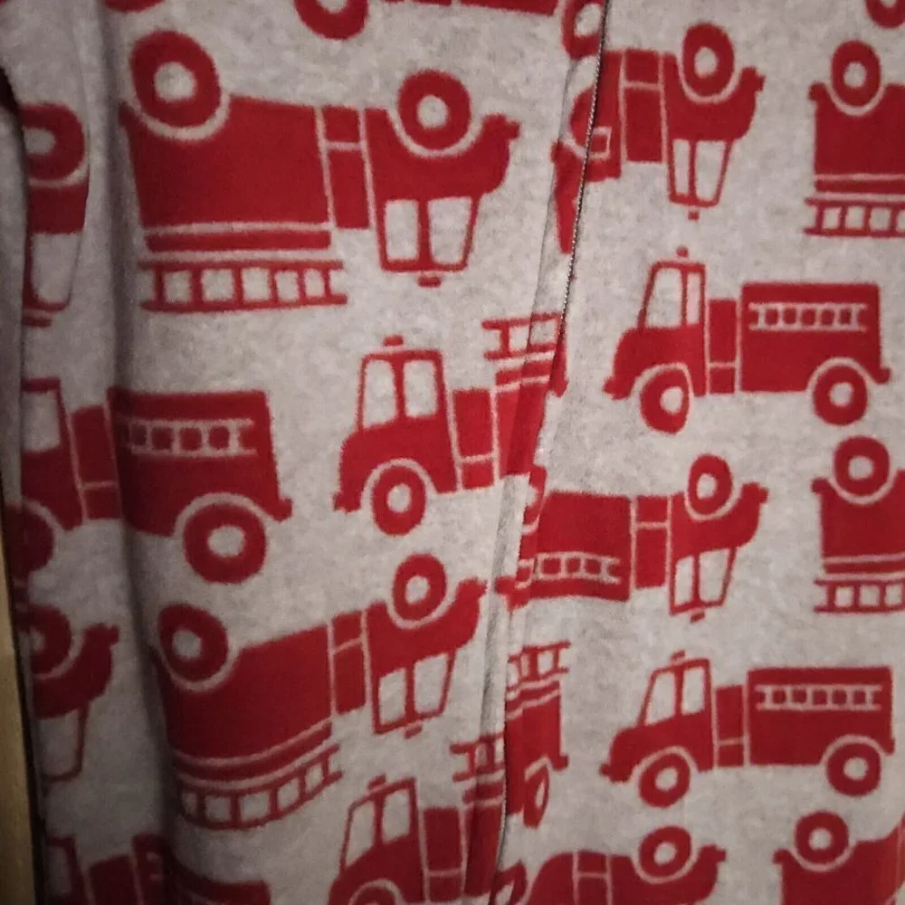 Carter's Toddler Boys Red Grey Firetruck Fleece Footie Pajamas 2T